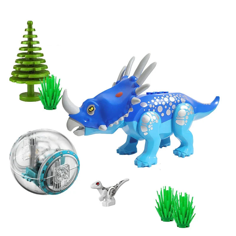 Jurassic Dinosaur Park Dinos World Building Blocks Animals Tyrannosaurus Rex Indominus I-Rex Blue Figures Triceratops Toys