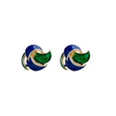 Fashion French Vintage Geometrical Clip on Earrings Retro Blue Enamel Round Ear Clip Earrings for Women Non Pierced Brincos