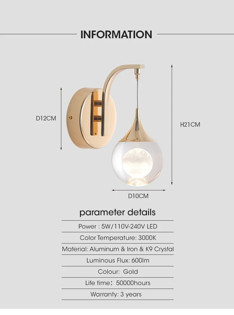 OUFULA Modern Nordic Wall Lamps Simple Moon Sconce LED Decorative Parlour Bedside Light Fixtures