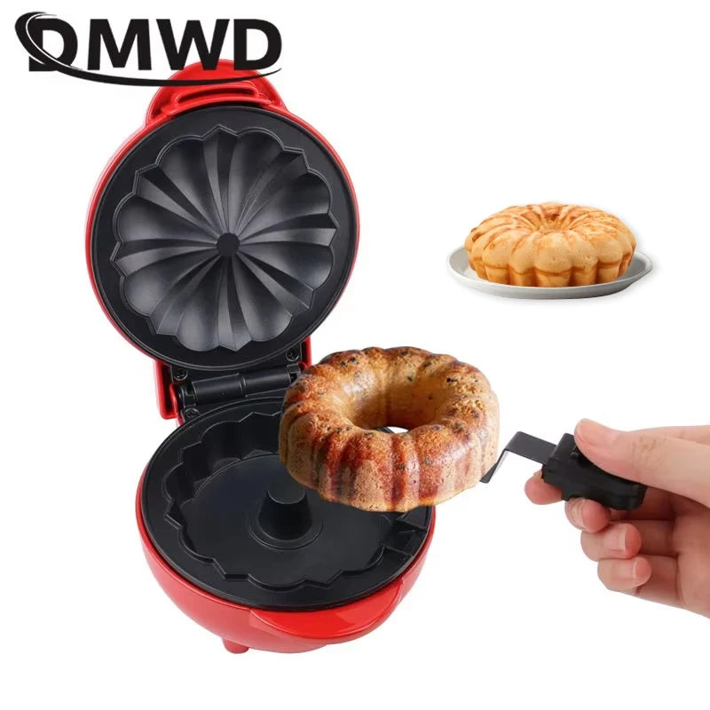 110V 220V Mini Bundt Cake maker Non-stick ring shaped cake Donut Buccellato baking machine Double-side heating Pumpkin Pie Mold