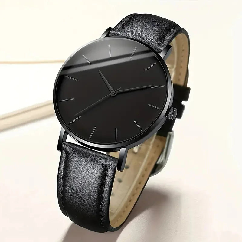 3PCS Simple scale Rhinestone men's quartz watch with Wallet Swivel Pen office set selected gift