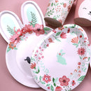 8pcs Easter Bunny Egg Paper Plates Rabbit Ear Shape Cups Happy Easter Party Tableware Birthday Party Baby Shower Decor Supplies