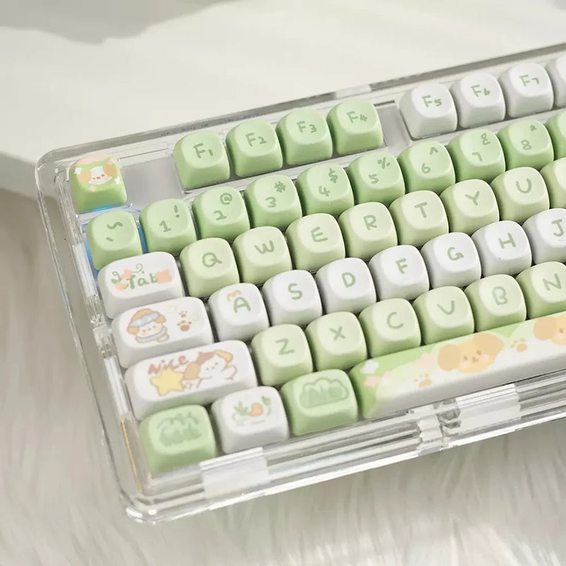 95Keys Matcha Puppy Keycaps MOA Profile PBT Key Caps Kit keyboard kit for 61/64/68/84/75/87Keys GMK67 Mechanical Keyboard Caps