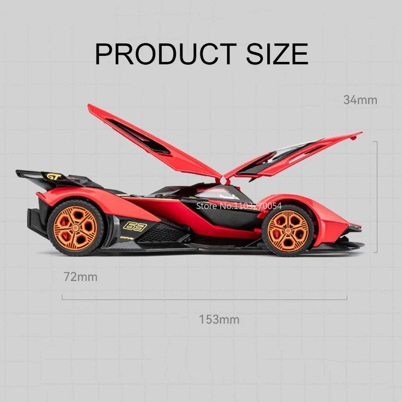 1/32 Model Car for Lambor V12 Metal Vehicle Super Sport Racing Car Alloy Model Car Miniature Diecast with Pull Back Sound Light