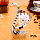 Juego de vajilla portátil de acero inoxidable 304, juego de cubiertos con soporte de cisne, cuchara, tenedor, mesa de cena