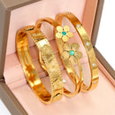 3Pcs/Sets Stainless Steel Clover Flower Bracelet For Women Leisure Wedding Jewelry Party Holiday Valentine's Day Female Gifts