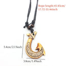 12pcs/Lot Imitation Bone Carved NZ Maori Fish Hook Charm Necklaces Jewelry for Men Women Tribal Wax Rope Chain Adjustable gift