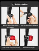 ROCKBROS Bike Light Smart Bicycle Rear Light Auto Brake Sensing IPX6 Waterproof Cycling Tail Lamp LED Type-C Charging Safety Bike Taillight