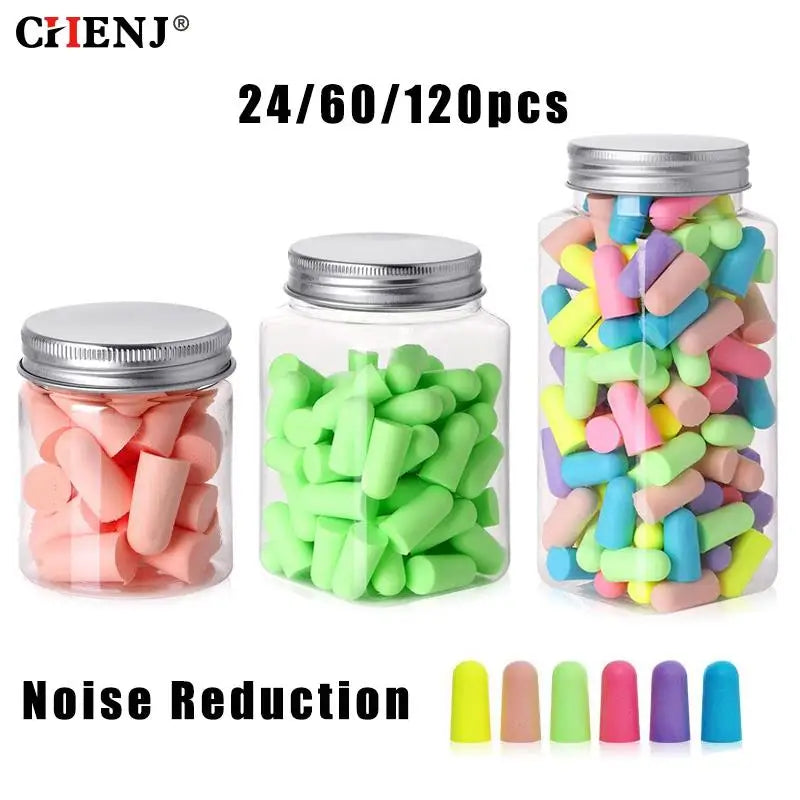 24/60/120pcs Earplugs Antinoise Ear Plugs Sleep Noise Reduction Ear Protector Ear Plugs For Sleeping Foam Earplugs Anti-Noise