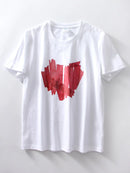 Summer Short Sleeve T Shirt Women Cotton Slim White Tops With Hearts Couple T Shirts Ladies Black Tshirts Women Top Tees 2025