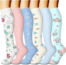 6 PAIRS Compression Socks Flowers Animal Fruit for Men Women Running Nurse Socks Nurses Sport Ladies Lady Womens Running
