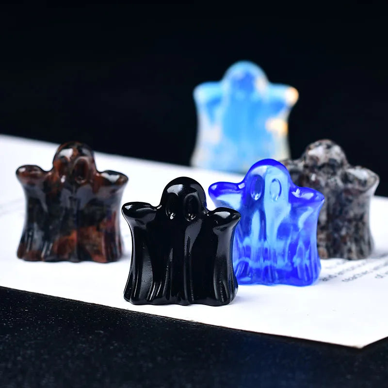 1pc Crystal carved ghosts, Halloween decorations, Halloween meditation stone gifts suitable for home decor.