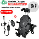 Shookproof Motorcycle Phone Mount Holder & 15W Wireless Charger 30W PD/USB-C Charging Vibration Dampener Anti-Theft Handlebar