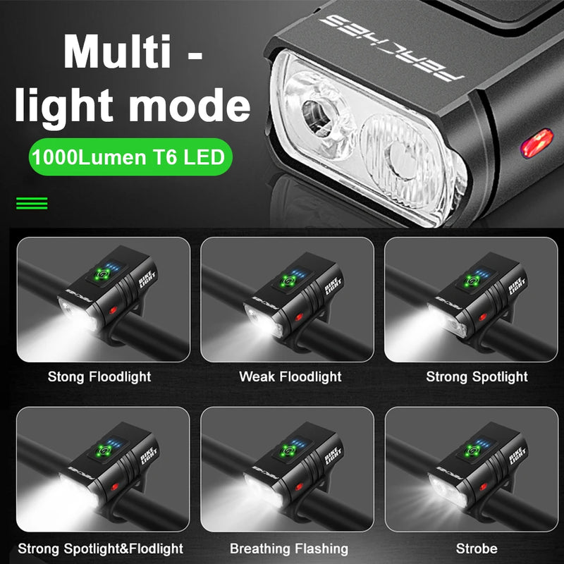 Bicycle LED Light 1000Lumen Front Light Bicycle MTB Bike Headlight Rechargeable Lamp Lanterna Bicicleta Cycling Flashlight Rear