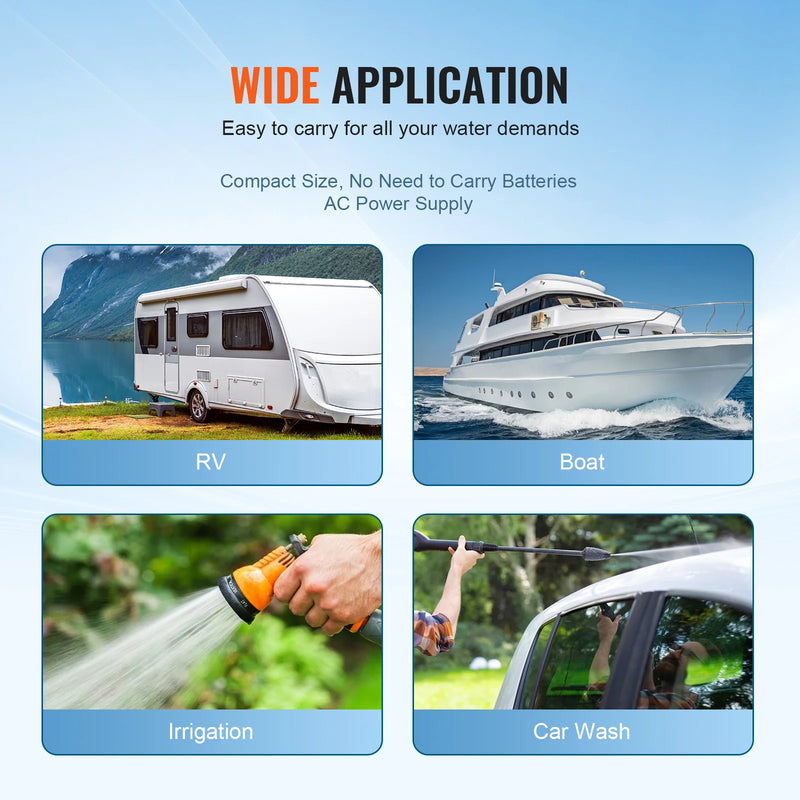 SucceBuy RV Water Pressure Diaphragm Pump 3.3GPM / 3.5GPM / 5.5GPM Adjustable  Priming Sprayer Pump for Camper Marine Boat Lawn