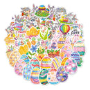 50Pcs Easter Stickers Waterproof Egg Bunny Rabbit Vinyl Stickers Cartoon Cute Sticker  Pack For Kids Water Bottles Laptop Gift