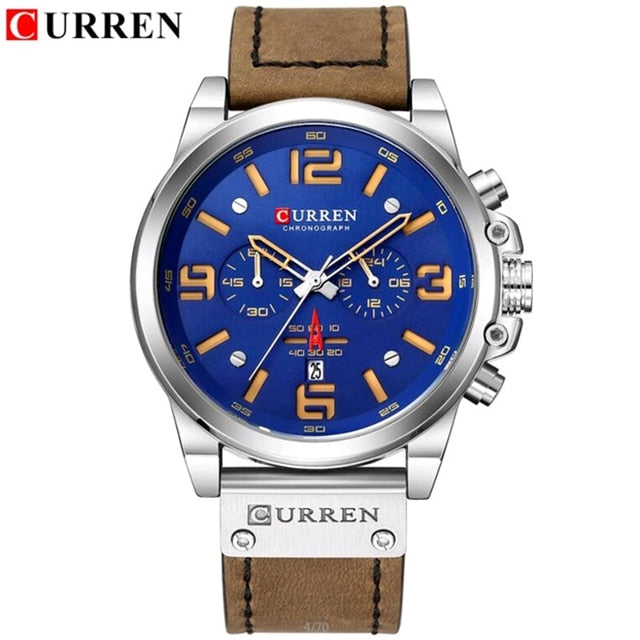 CURREN Top Luxury Brand Men&#39;s Military Waterproof Leather Sport Quartz Watches Chronograph Date Fashion Casual Men&#39;s Clock 8314