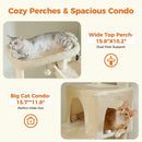 Sturdy Multi-Level Cat Tree Tower with Natural Sisal Scratching Posts,Cozy Hammock&Condo, Large Top Perch, and Fun Dangling Ball
