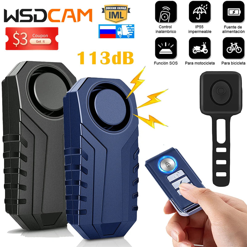 WSDCAM Motorcycle Remote Control Alarm 113dB Wireless Bike Anti Theft Alarm Security Protection Waterproof Electric Car Alarm