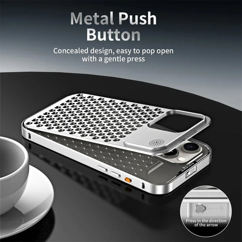 Alloy Heat Dissipation Fragrance Phone Case for iPhone 15 Plus 14 ProMax 12 13 Pro Max Snap Buckle 2in1 Armor Shockproof Cover