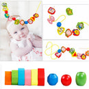 9/36 Stück Holzspielzeug Baby DIY Spielzeug Cartoon Früchte Tier Schnürung Holzperlen Spielzeug Montessori Pädagogisch für Kinder