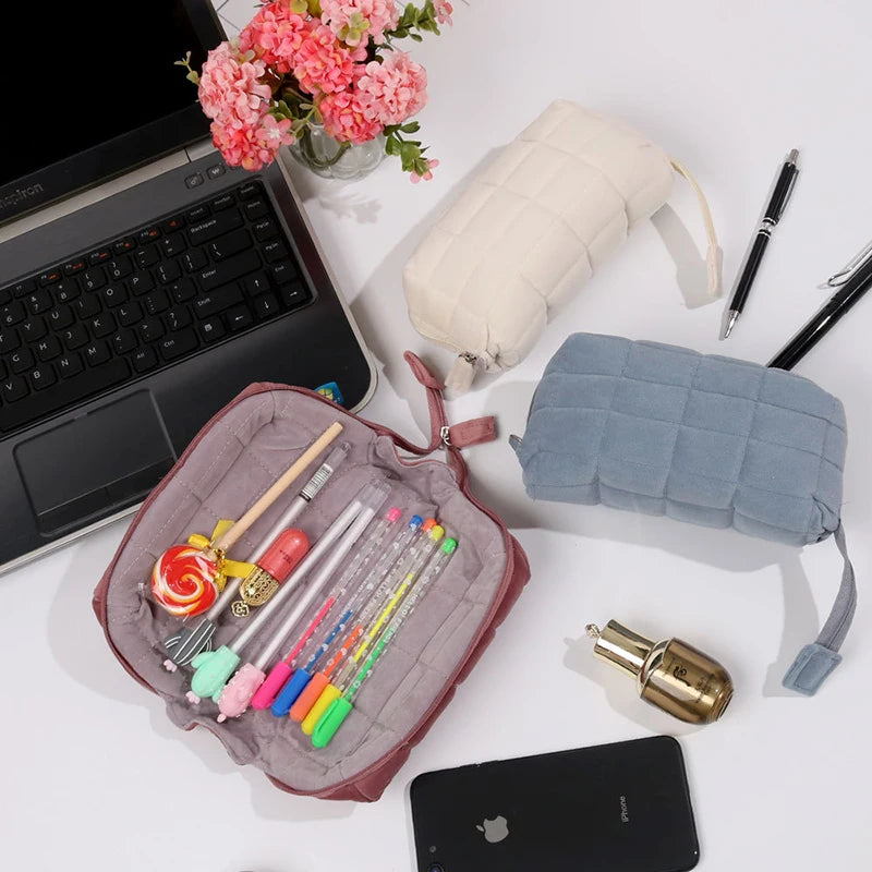 Cute Pencil Case Plush Soft Pillow Pencil Pouch Big Capacity Pen Holder School Office Stationery Organizer Cosmetic Travel Bags