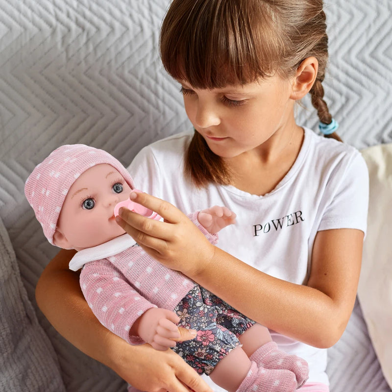 12in/30cm Reborn Doll Can Be Washed, Appease Be Education Soft Baby Doll Limb Movable and Clothes Detachable, Children's Toy Gif