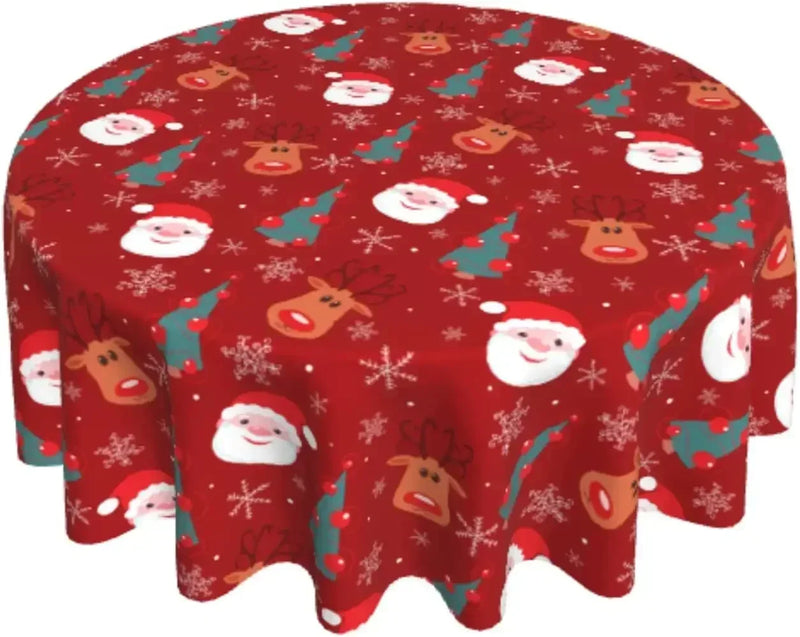 Christmas Table Cloth Red Round Christmas Tablecloth 60 Inch Washable Reusable Winter Snowflake Tablecloth for Holiday Party