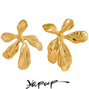 Yhpup Stainless Steel Big Flower Plant Stud Earrings Metal Waterproof 18K PVD Plated Trendy Statement Jewelry Women Gala Gift