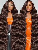 Chocolate Brown Body Wave 13x4 HD Lace Front Human Hair Wigs Pre Plucked Peruvian Glueless Lace Frontal Closure Wigs For Women