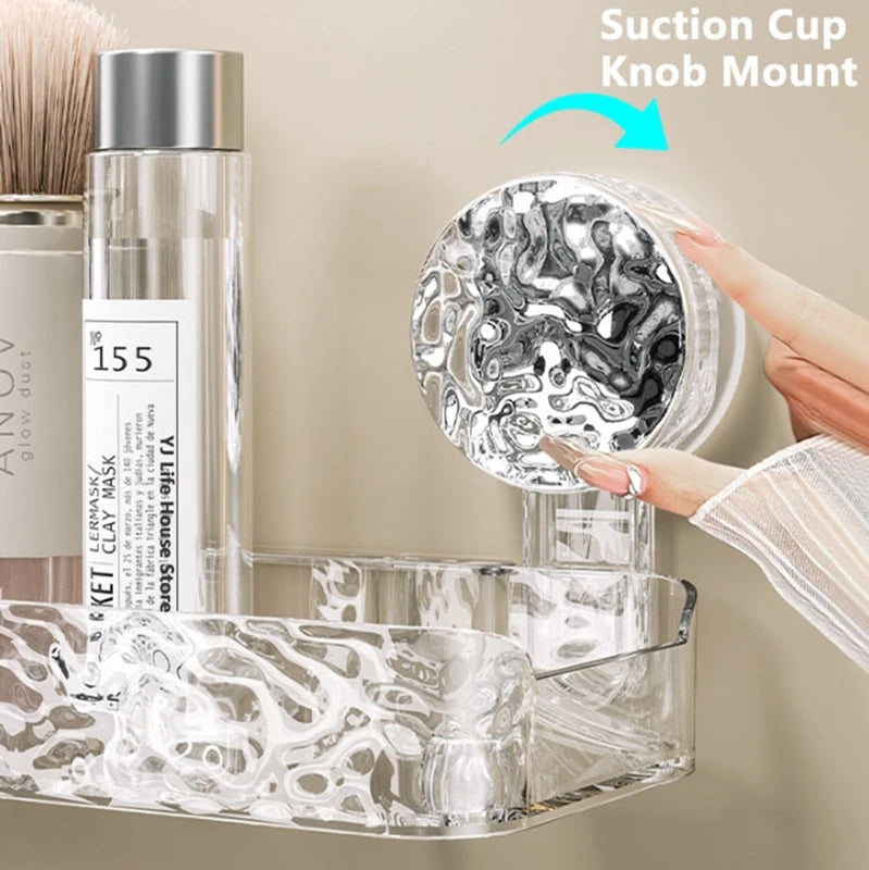 Light Luxury Bathroom Shelf Suction Cup Shampoo Shower Rack Punch-Free Storage Organizer Holder Bathroom Accessories