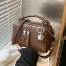 Classic Black Square Handbags for Women Autumn New Versatile Small Single Shoulder Crossbody Bags with Elegant Ball Pendant