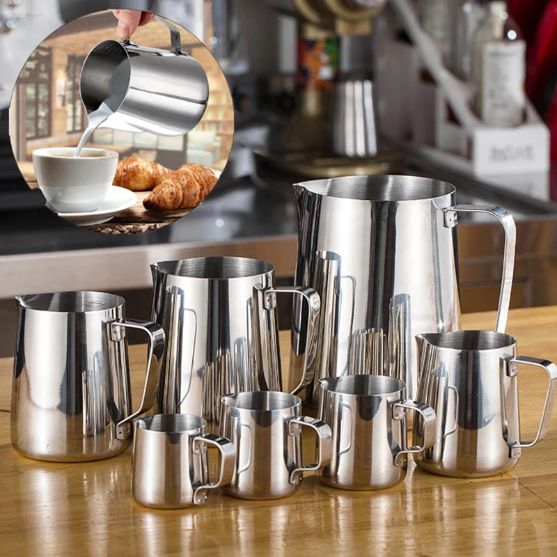 Stainless Steel Coffee Pitcher Espresso Milk Frothing Jug Barista Craft Coffee Latte Milk Frothing Jug Milk Cream Frother Cup