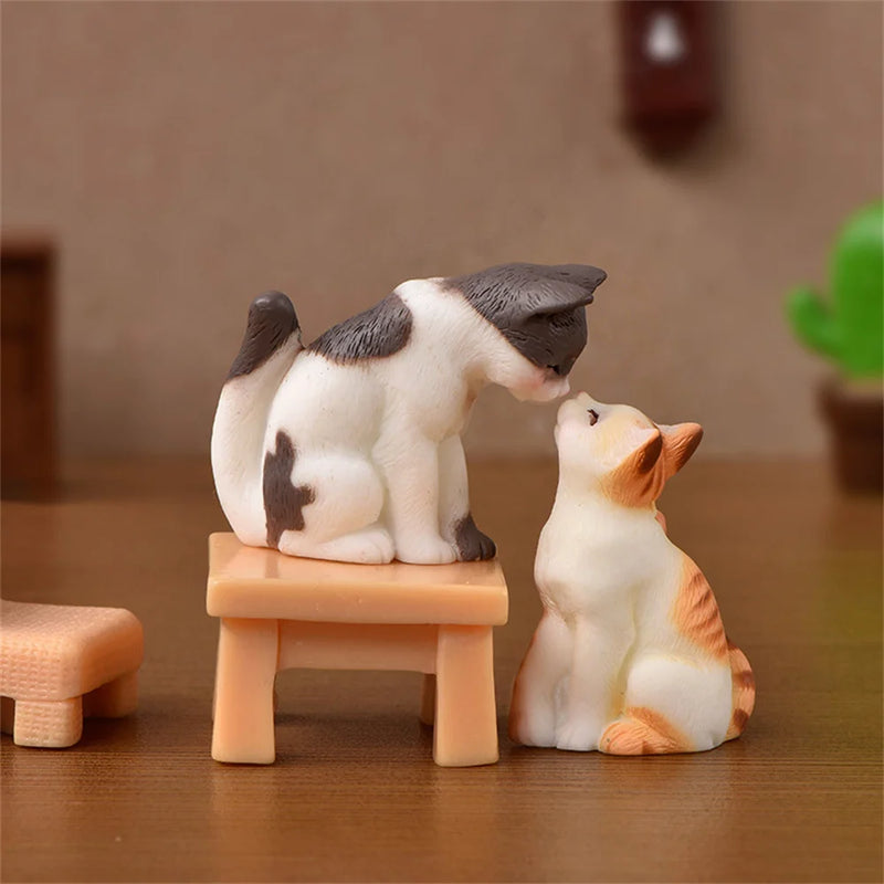 Cute Cat Figures Toys Room Decoration Cartoon Character Garden Ornament Decoration Micro Landscape Bonsai Figurine Resin Crafts