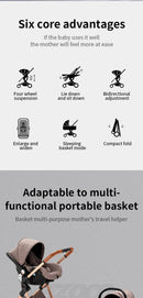 Newest Baby Stroller 3 in 1 Lightweight High Landscape Baby Carriage Aluminum Frame Travel System with Car Seat Pram for Newborn