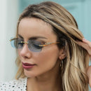 Small Rimless Sunglasses Square Women Retro Men Cut Edge Golden Leopard Frame Sun Glasses Brand Designer Eyewear UV400 Shades