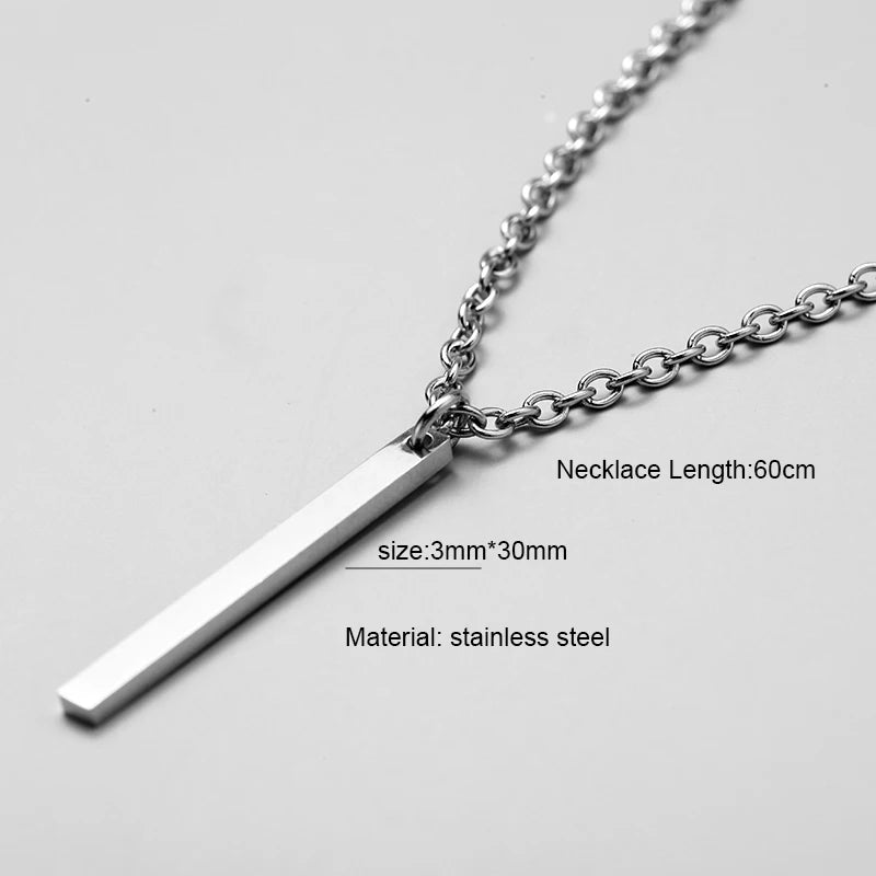 Pendant necklace stainless steel Necklace Women Men Simple Long Chain Rectangular pendant Necklace jewelry Gifts for new year