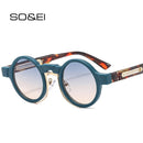SO&EI New Small Round Sunglasses Retro Punk Gradient Shades UV400 Women Men Fashion Sun Glasses