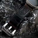 Handmade Black First Layer Cowhide Leather Watchband 45MM/49MM Suitable For Apple Watch Handmade Men Vintage Bracelet