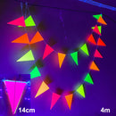 Glow Neon Party Supplies Neon Paper Garland Tassels Triangle Flags Bunting Birthday Party Wedding Black Light Reactive UV Decor