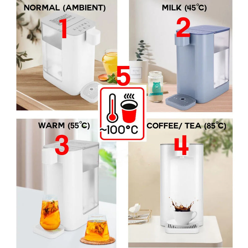 New 3L Instant Heating Water Dispenser Mini Desktop Intelligent Touch Control 5-Gears Temperature Healthy Material EU Plug 220V