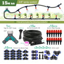 3M-25M 3/8”PE Hose Misting System DIY Adjustable Orange Nozzle Spray Cooling Kit for Greenhouse Garden Plants Fogging Watering