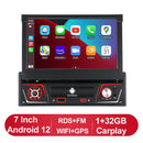 1 din Car Radio Android Carplay Auto Universal 7" IPS Retractable Screen gps Navigation 1Din Android 12 Multimedia Video Player