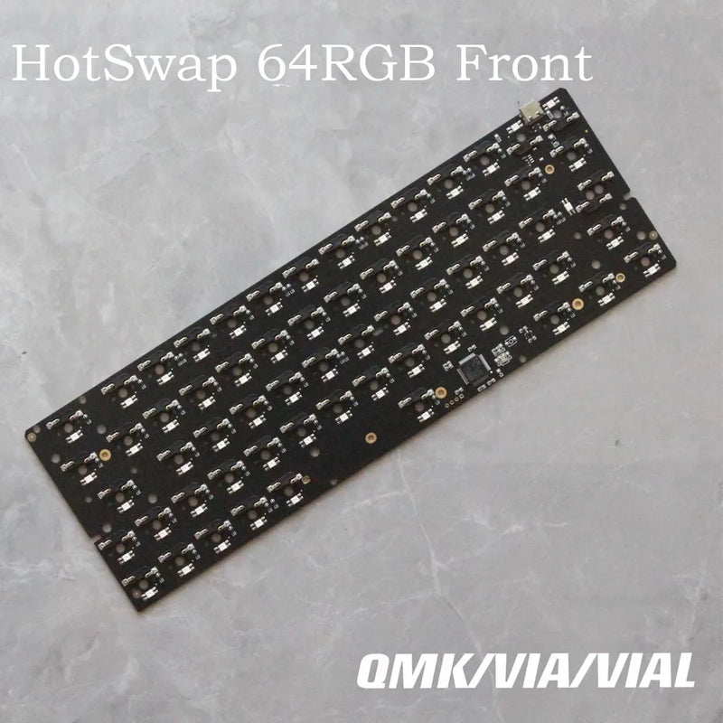 Hot-Swap 64RGB Layout Mechainical Keyboard PCB Compatibal GH60 DK64 South RGB QMK VIAL All Keys Programmabl