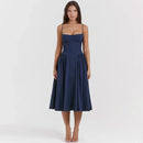 Dropshipping Pink Summer Dress 2024 New Arrivals Spaghetti Strap Elegant Midi Dress Fit and Flare Dress Sexy Women's Clothing