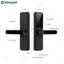 YRHAND Tuya wifi App Unlock fechadura Biometric eletronica digital Waterpoof Fingerprint IC card Smart Door Lock for Home