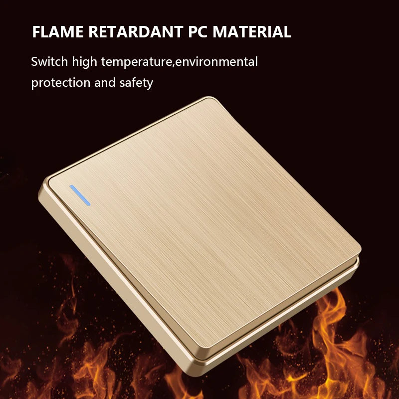 86 Type UK Standard Wall Light Switch 16A Brushed Panel ON OFF Home Power Rocker Push Button Switch 1/2/3/4 Gang 1/2Way