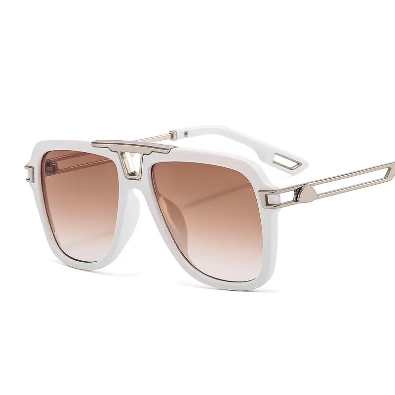 D&T 2022 New Fashion Square Sunglasses Women Men Gradients Lens Alloy Metal Frame Luxury Brand Designer Shield Sun Glasses UV400