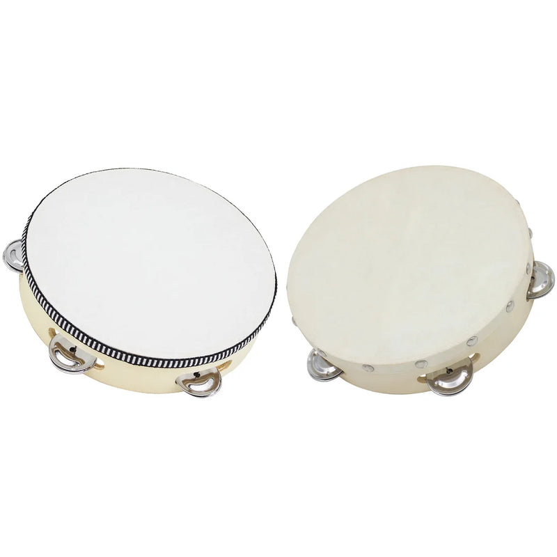 8-inch Tambourine Drum High Quality Hand-Operated Bell Drums Wooden Tambourine Percussion Toys for Kids Educational Instruments