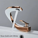 Tuqiu Bathroom Faucet Brass Rose Gold White Bathroom Basin Faucet Cold Hot Water Mixer Sink Tap Deck Mounted Black Rose Gold Tap